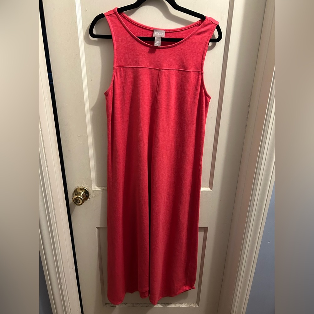 Chicos pink cotton modal midi dress stretch medium.‎ (Chicos size 1)